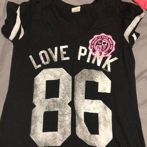 Black and white varsity tee